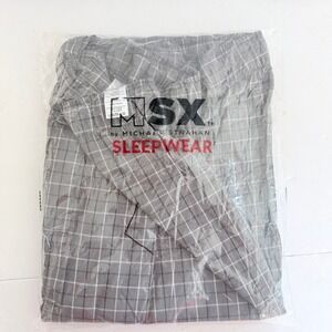 MSX by Michael Strahan NEW Mens Grey Plaid Pajama Pants Large loungewear soft